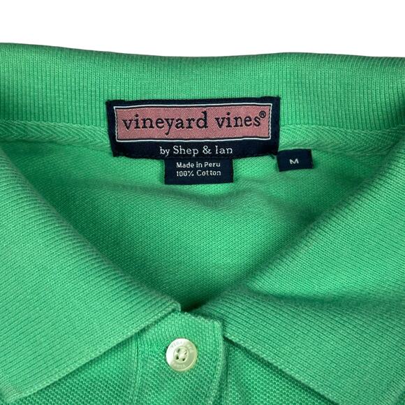 Vineyard Vines Women’s Polo Shirt Size Medium Green Short Sleeve Whale Logo - Picture 6 of 7